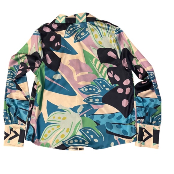 Tropical Leaf Print Satin Top with the Matching Skirt - Picture 5 of 8